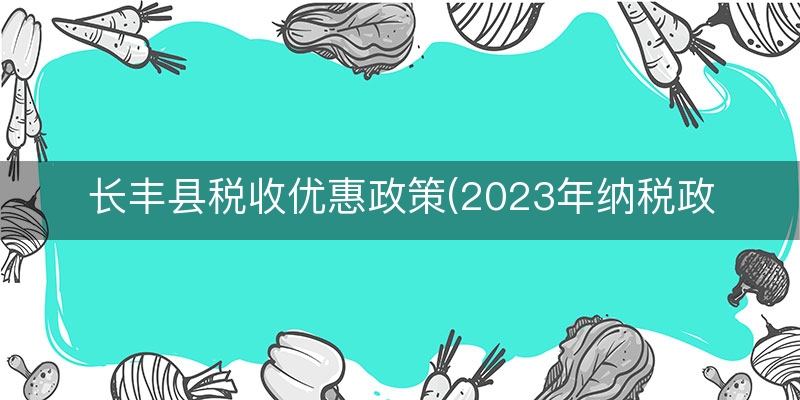 长丰县税收优惠政策(2023年纳税政策)