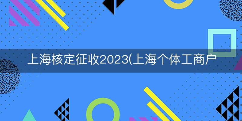 上海核定征收2023(上海个体工商户税收核定)